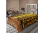Abakuhaus Lenzuolo, Motivo Bosco Autunnale Con Foglie Sfumate, Scena Romantica E Suggestiva, Lenzuolo Morbido E Confortevole Per Un Letto Decorativo, 1 Pezzo, 260 Cm X 168 Cm, Giallo Marrone