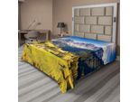 Abakuhaus Lenzuolo Da Letto, Vista Del Villaggio Con Cime Montuose E Prato Artwork Delle Alpi Nord Europee, Lenzuolo Superiore Morbido E Confortevole Per Un Letto Decorativo 1 Pezzo 275 Cm X 260 Cm, Grigio E Verde
