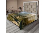 Abakuhaus Lenzuolo Yosemite, Yosemite Valley E Half Dome Nella Nebbiosa Mattina All'alba Paesaggio, Morbido E Confortevole Lenzuolo Superiore Per Un Letto Decorativo 1 Pezzo 260 Cm X 228 Cm, Beige Verde