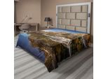 Abakuhaus Yosemite Lenzuolo, Riflesso Del Lago E Delle Montagne Sull'acqua Tramonto Vista Serale Immagine, Morbido E Confortevole Lenzuolo Superiore Per Un Letto Decorativo 1 Pezzo 266 Cm X 260 Cm, Marrone