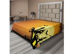 Abakuhaus Lenzuolo Di Halloween, Casa Stregata Gotica Pipistrelli Scena Notturna Spettrale Western Con Disegno Di Zucca, Lenzuolo Morbido E Confortevole Per Un Letto Decorativo 1 Pezzo 260 Cm X 228 Cm, Arancione Nero