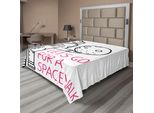 Abakuhaus Lenzuolo Spaziale, Citazione Space Walk Con Un Uomo Romanticismo Amore Tra Le Stelle Design Minimalista Immagine, Lenzuolo Morbido E Confortevole Per Un Letto Decorativo 1 Pezzo 266 Cm X 260 Cm, Nero E Rosa