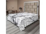 Abakuhaus Lenzuolo Astratto, Motivi Murky Marble Rock Con Frattali Dinamici, Stampa Astratta E Artistica, Lenzuolo Morbido E Confortevole Per Un Letto Decorativo, 1 Pezzo, 244 Cm X 205 Cm, Grigio Bianco