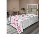 Abakuhaus Lenzuolo Spaziale, Citazione Space Walk Con Un Uomo Romanticismo Amore Tra Le Stelle Design Minimalista Immagine, Lenzuolo Morbido E Confortevole Per Un Letto Decorativo 1 Pezzo 190 Cm X 100 Cm, Nero E Rosa