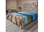 Abakuhaus Lenzuolo Da Letto, Cime Innevate, Pini, Tempo Soleggiato, Acqua Limpida, Foto, Lenzuolo Morbido E Confortevole Per Un Letto Decorativo, 1 Pezzo, 275 Cm X 260 Cm, Marrone E Blu