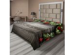 Abakuhaus Lenzuolo Natalizio, Ornamenti Celebrazione Storica Nostalgica E Riunione Tema Religioso Stampa, Lenzuolo Morbido E Confortevole Per Un Letto Decorativo 1 Pezzo 260 Cm X 228 Cm, Marrone E Rosso