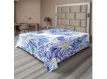 Abakuhaus Lenzuolo Con Fiori Acquerellati, Stagione Primaverile, Madre Terra In Fiore, Design Con Bouquet Di Fiori, Lenzuolo Morbido E Confortevole Per Un Letto Decorativo, 1 Pezzo, 275 Cm X 260 Cm, Blu E Giallo