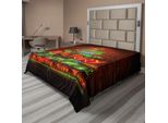 Abakuhaus Lenzuolo Natalizio, Insegna Luminosa Buon Natale E Felice Anno Nuovo Frase Stampata Sulla Parete, Morbido E Confortevole Lenzuolo Superiore Per Un Letto Decorativo 1 Pezzo 275 Cm X 260 Cm, Verde Bordeaux