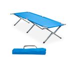 Lettino Da Campeggio Campfeuer Xxl Con Borsa Da Trasporto, Blu, Portata Fino A 200 Kg, 210 X 82,5 X 45 Cm, Lettino Pieghevole