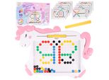 Malplay Bacchetta Magica Unicorno Perline Magnetiche A Mosaico Con Sagome Per Bambini Dai 3 Anni In Su, Rosa