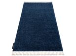 Tappeto Berber 9000 Blu Scuro Frange Berbero Marocchino Shaggy Azzurro 200X290 Cm