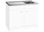 SpüLenschrank Kochstation "Ks-Elster", Weiß, B:100Cm H:85Cm T:60Cm, Holzwerkstoff, SchräNke, SpüLenschrank, Breite 100 Cm