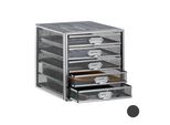 Relaxdays 10024816_55 Relaxdays Schubladenbox Silber Din A4 Mit 5 Schubladen
