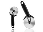 Set Di 2 - Tagliapizza Xxl | Rullo Professionale Per Pizza | Rotella Per Pizza Ø 9,7 Cm Con Protezione Della Lama | Tagliapizza In Acciaio Inox E Manico In Plastica Con Rivestimento In Gomma | Coltello Per Pizza Affilato | Divisore Per Pizza