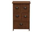 Cassettiera Rebecca Mobili In Stile Vintage Con 5 Cassetti In Legno, Marrone
