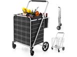 Costway Carrello Spesa Pieghevole, Carrello Spesa Su Ruote Con Borsa Oxford Rimovibile E 2 Cestini, Carrello A Mano Con Capacità Di Carico Di 150 Kg (Argento)
