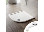 Sonni Piatto Doccia Arrotondato 90X90Cm Con Piletta Di Scarico, Copertura Di Scarico A Pavimento In Acciaio Inox Smc Antiscivolo Per Un Drenaggio Rapido
