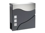 Cassetta Postale Di Design Wiltec V28 Antracite E Acciaio Inox 370 X 102 X 370 Mm, Cassetta Postale A Muro Con Serratura, Finestre Di Visualizzazione E Rotolo Di Giornale, Cassetta Postale In Acciaio Verniciato A Polvere