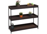 Scaffale HWC-K71, Scaffale In Piedi Scaffale Per Piante Scaffale Per Libri, Legno Metallo 3 Ripiani 90X100X35Cm ~ Marrone Scuro
