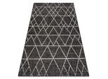 Tappeto Di Spago Sizal Floorlux 20508 Nero / Argento Triangoli Nero 160X230 Cm
