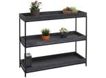 Scaffale HWC-K71, Scaffale In Piedi Scaffale Per Piante Scaffale Per Libri, Legno Metallo 3 Ripiani 90X100X35Cm ~ Grigio Scuro