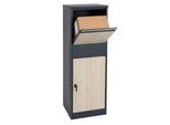 Cassetta Per Pacchi HWC-G80, Cassetta Per Pacchi, Cassetta Per Lettere In Piedi, Cassetta Per Pacchi Formato Xl ~ Zincato Antracite, Aspetto Legno Chiaro