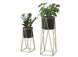 Set Di 2 Portafiori In Metallo Portavaso Con Fioriera Portavaso Per Piante 2 Pezzi Colori Ottone Nero