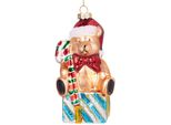 Brubaker Orsacchiotto Con Bastoncino Di Zucchero E Regalo - Decorazioni Natalizie In Vetro Dipinte A Mano - Addobbi Per L'albero Di Natale - 13 Cm