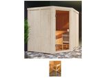 Sauna KARIBU Kotka, beige (natur), (ohne Ofen), Saunen