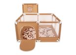 Box Selonis Con Cesto E 200 Palline Box Per Bambini, Beige:Beige Pastello/Rosso Rame/Perla