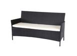 3-Sitzer Poly-Rattan Gartenbank Hamar, Sitzbank ~ Anthrazit, Kissen Creme