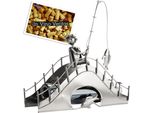 Brubaker Portabottiglie Angler On A Bridge - Scultura In Metallo Portabottiglie Di Vino - Regalo Con Carta Regalo
