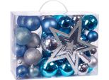 Brubaker Set Da 50 Pezzi Di Baubles Natalizi Con Ciondolo Per Albero - Decorazioni Per L'albero Di Natale In Blu E Argento