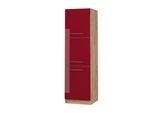 Vicco Mobile Per Forno Da Incasso Fame-Line, 60 Cm, Rosso Bordeaux Lucido/Quercia Dorata