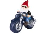 Brubaker Gnomo Da Giardino Moto Nero - Gnomo Motociclista Biker Con Bottiglia Di Birra - Figura Da Giardino Rocker Divertente - Decorazione Resistente Alle Intemperie Per Giardino Campeggio - Decorazione Da Giardino Per Esterno - 28 Cm