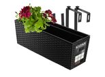 Kadax Vaso Da Fiori Con Inserto "Murano"", 56 Cm, Con Supporti, Motivo Rattan, Nero"