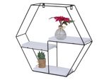 Scaffale A Parete HWC-K76, Scaffale Pensile Scaffale Galleggiante, 3 Ripiani Metallo Legno Massiccio Industriale 43X49X11Cm ~ Bianco