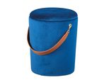 Pouf Pampurs, Sgabello Con Contenitore Blu E Marrone.