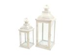 Rebecca Mobili Set Di 2 Lanterne In Metallo E Pvc Bianco E Oro