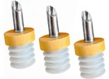 Versatore Per Bottiglie In Acciaio Inox In Legno - Set Da 3