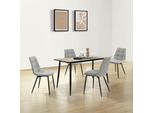 Esstisch HOME AFFAIRE Arhus, beige (natur fischgrätoptik, schwarz, natur), B:140cm H:75cm T:70cm, Particle board with melamine, metal leg, Tische, in angesagter Fischgrätoptik