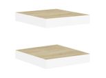 Vidaxl Mensole Sospese 2 Pz. Rovere E Bianco 23X23,5X3,8 Cm Mdf