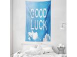 Abakuhaus Tappeto E Copriletto Good Luck, Messaggio Sky Clouds In Morbido Tessuto Microfibra Lavabile Senza Scolorimento, Stampa Digitale, 140 X 230 Cm, Blu Cielo E Bianco