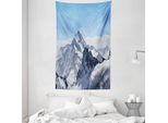 Abakuhaus Arazzo Invernale E Copriletto, Cime Innevate In Morbido Tessuto Microfibra Lavabile Senza Scolorimento Stampa Digitale, 140 X 230 Cm, Blu E Bianco
