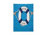 Arazzo Nautico Abakuhaus, Cartello "Benvenuti A Bordo"" In Morbido Tessuto Microfibra, Colori Chiari Che Non Sbiadiscono, Lavabile, 110 X 150 Cm, Blu Navy, Bianco, Blu."