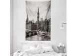 Abakuhaus London Arazzo E Copriletto, Westminster Con Big Ben In Morbido Tessuto Microfibra Lavabile Senza Scolorimento Stampa Digitale, 140 X 230 Cm, Bianco Seppia