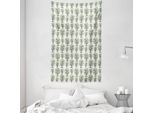 Abakuhaus Arazzo E Copriletto, Linee Vorticose Botanical In Morbido Tessuto Microfibra Lavabile Senza Scolorimento Stampa Digitale, 140 X 230 Cm, Nero Verde Bianco
