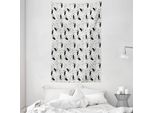 Abakuhaus Arazzo E Copriletto Bulldog, Doodle Faces Pawprints In Morbido Tessuto Microfibra Lavabile Senza Scolorimento Stampa Digitale, 140 X 230 Cm, Grigio Chiaro Bianco