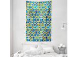 Abakuhaus Arazzo E Copriletto Giallo E Blu, Motivi Circolari In Morbido Tessuto Microfibra Lavabile Senza Scolorimento Stampa Digitale, 140 X 230 Cm, Multicolore