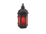 Lanterna Rebecca Mobili In Metallo E Vetro Nero E Rosso, 32X16X14 Cm